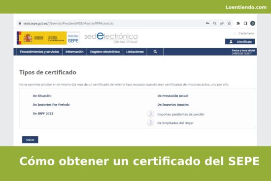 Selección de tipo de certificado