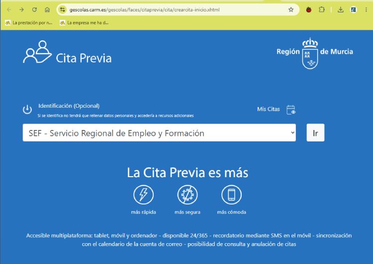 cita previa servicio regional de empleo de murcia