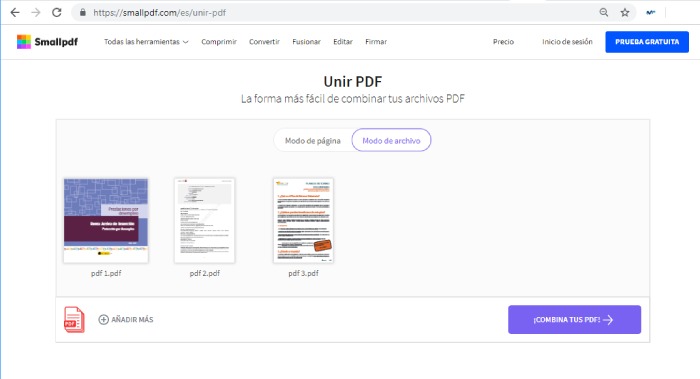 Tercer paso: unir los pdf