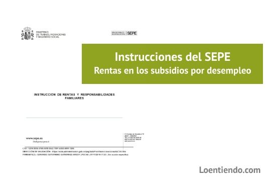 Instrucciones SEPE carencia de rentas y cargas familiares en los subsidios