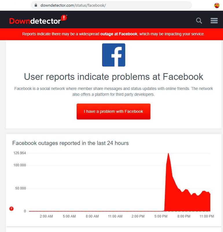 Problemas de conexión en facebook