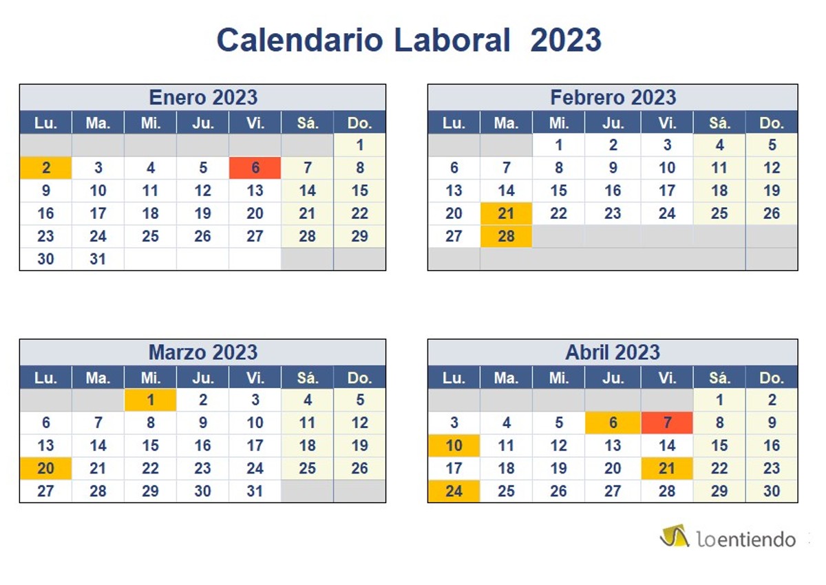 Calendario laboral 2023. Descárgatelo en PDF