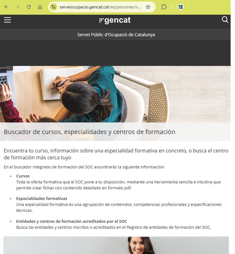 Buscador cursos SEPE CATALUÑA