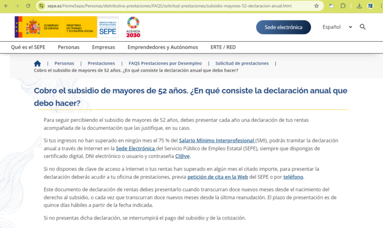 ¿Qué es la Declaración Anual de Rentas en el subsidio de mayores de 52 ...