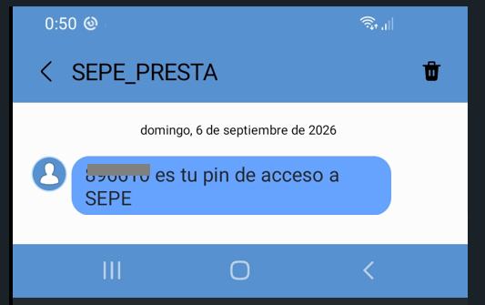 clave sms para acceso a area personal sepe