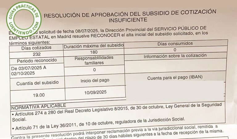 ¿Cuánto se cobra en un subsidio por desempleo? | SEPE 2026