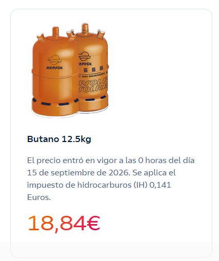 Precio bombona butano Precio bombona butano