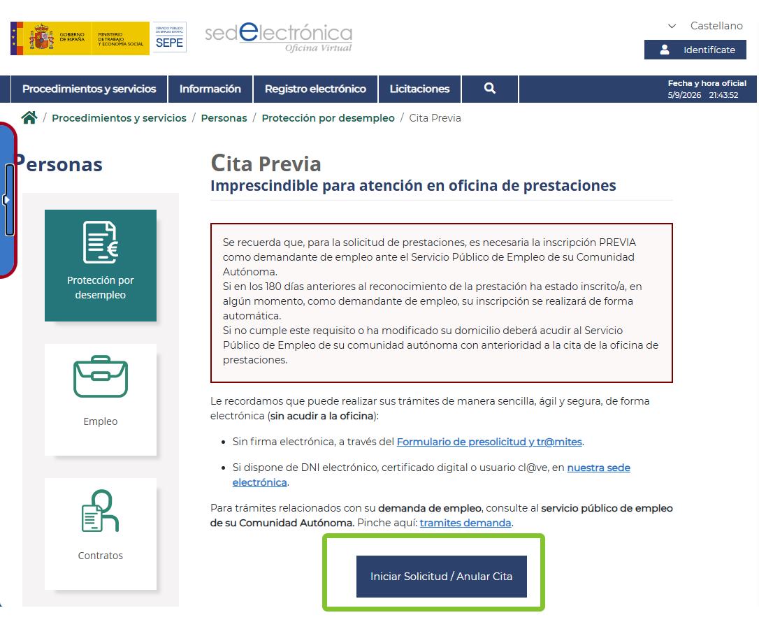 Cita previa SEPE por Internet