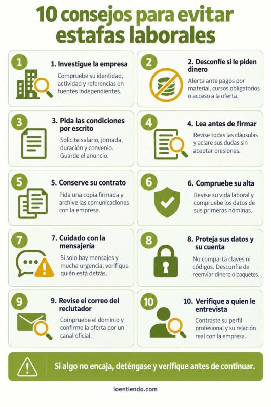 Consejos para evitar estafas laborales